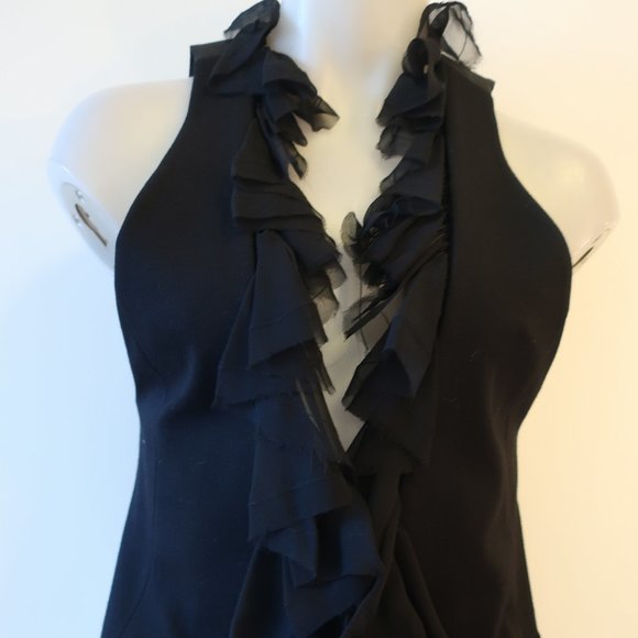 Womens Elizabeth and James Dandy Black Silk Ruffled Vest Top M * - Picture 8 of 15